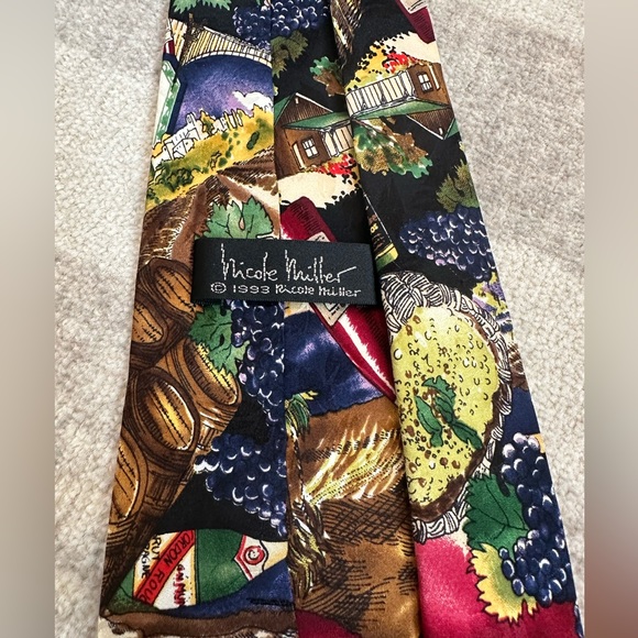 Vintage 1993 Nicole Miller Wine Silk Tie - Picture 5 of 6